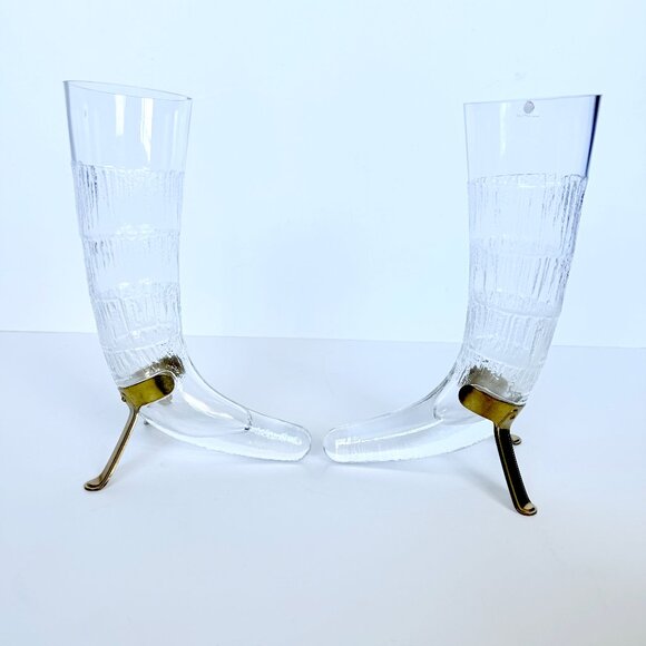 Vintage 80s Finnish Beer Horn Beer Glass Littala Finland Harald By Valto Kokko - Picture 6 of 16